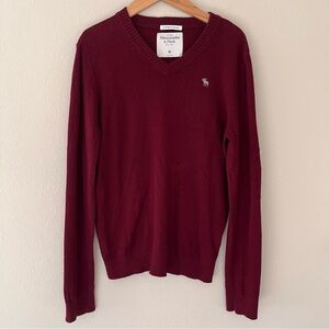 Abercrombie Fitch Mens Cashmere Blend Sweater Medium Vintage Y2K Burgundy Logo
